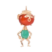 14K Whimsical Man Jade and Carnelian Pendant/Brooch