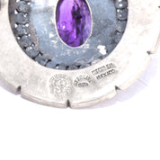 Talleres Se Los Ballesteros Taxco Silver Brooch with Amethyst Face