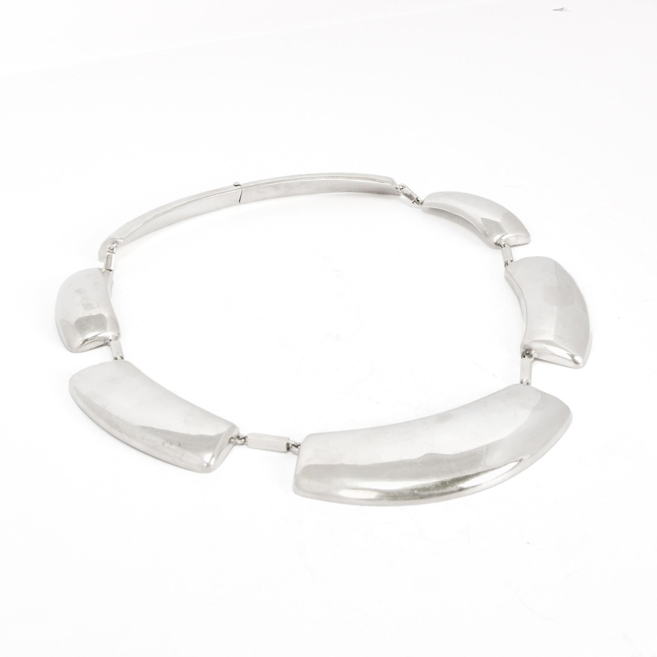 Modernist Sterling Silver Collar Necklace