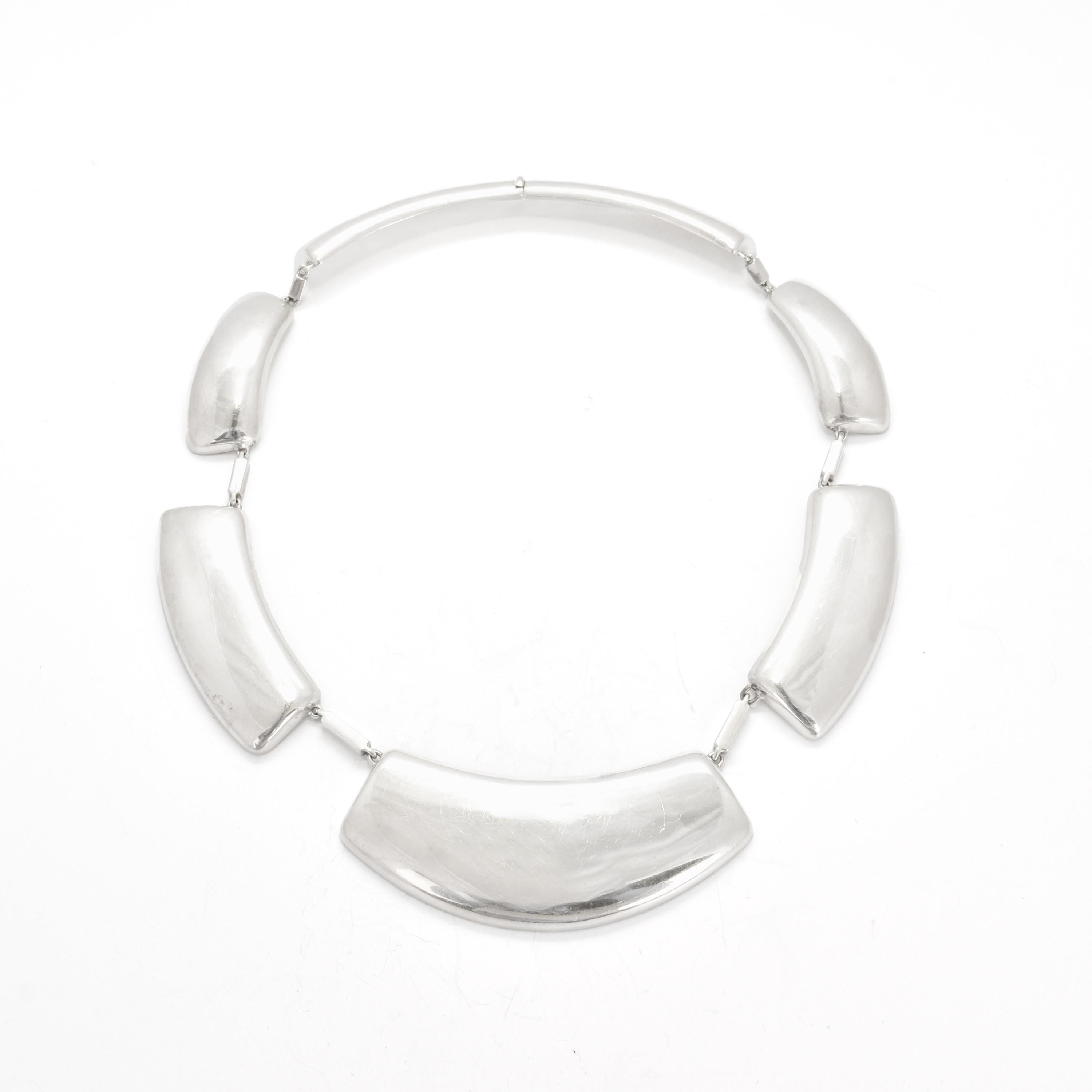 Modernist Sterling Silver Collar Necklace