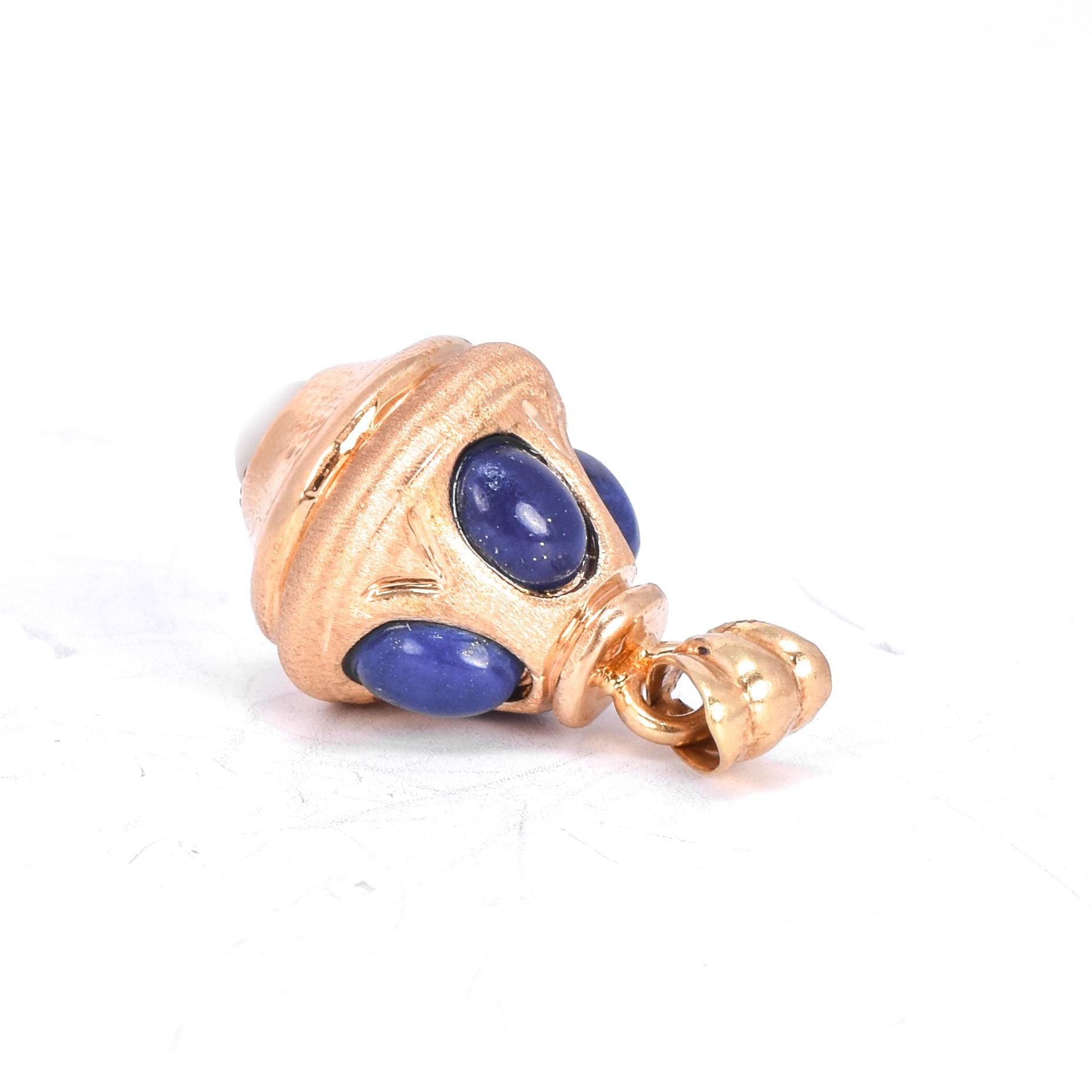 14K Gold, Lapis Lazuli, and Mother of Pearl Drop Pendant