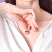 14K Gold, Lapis Lazuli, and Mother of Pearl Drop Pendant