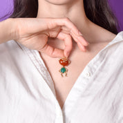 14K Whimsical Man Jade and Carnelian Pendant/Brooch