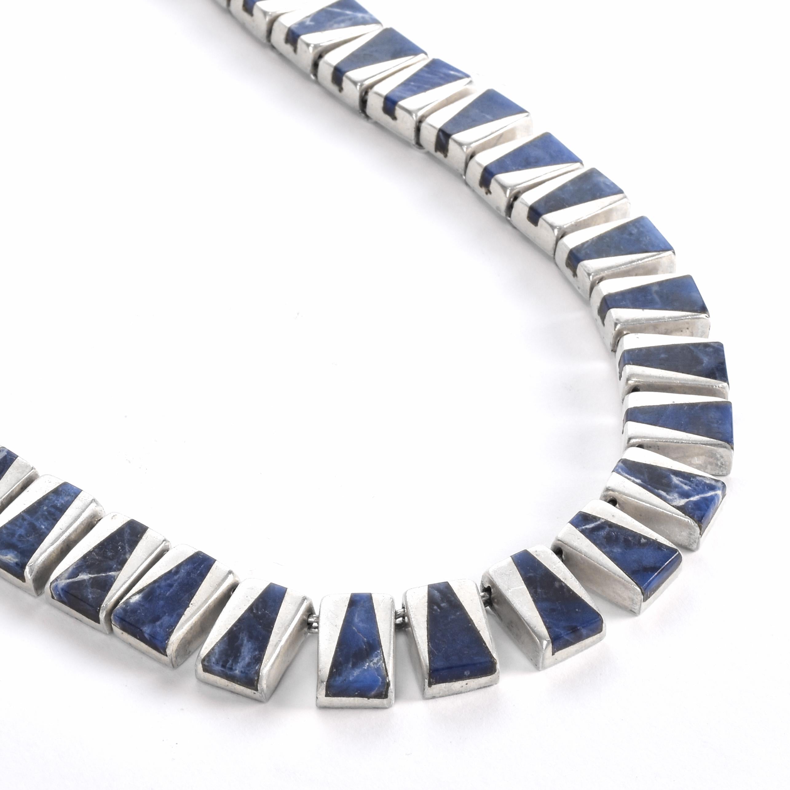 J Comes Taxco Silver Necklace with Blue Sodalite