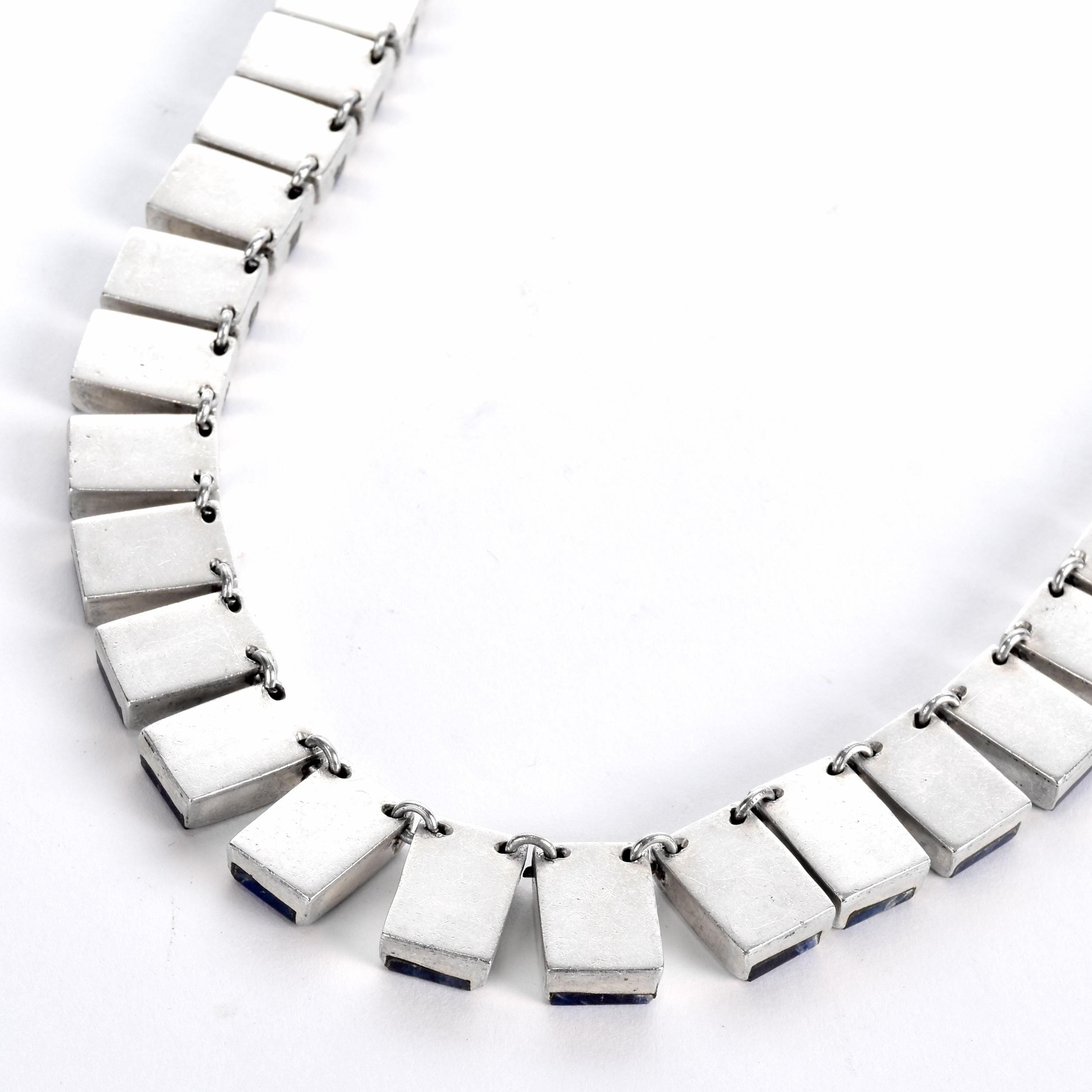 J Comes Taxco Silver Necklace with Blue Sodalite