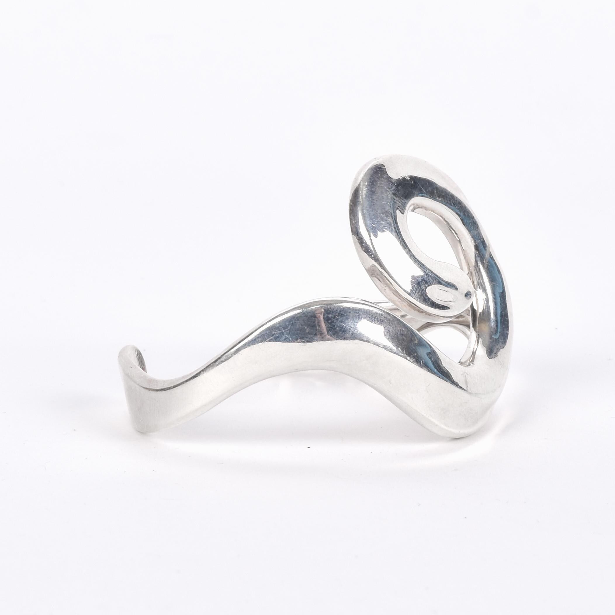 Chunky Silver Swirl Cuff Bracelet