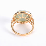 14K Gold Chinese Jade Moon and Star Ring