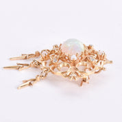 10K Gold Victorian Style Dangle Pendant with Opals and Diamonds