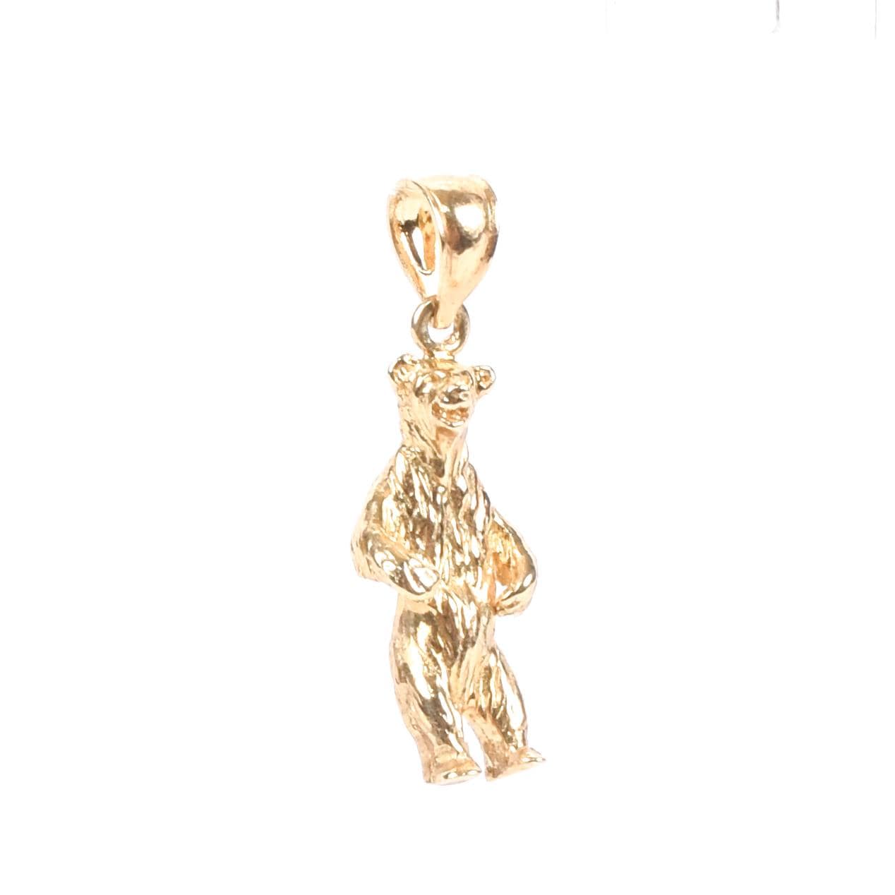 14K Gold Standing Bear Pendant