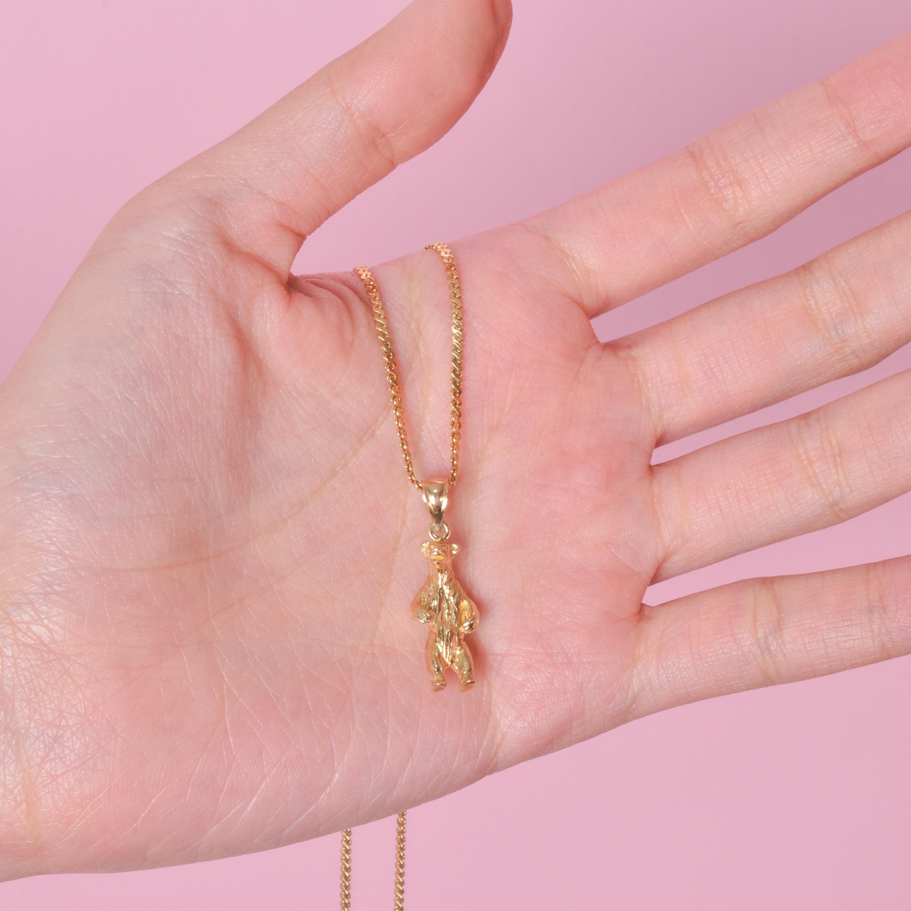 14K Gold Standing Bear Pendant