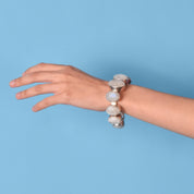 Sterling Silver Rainbow Moonstone Link Bracelet