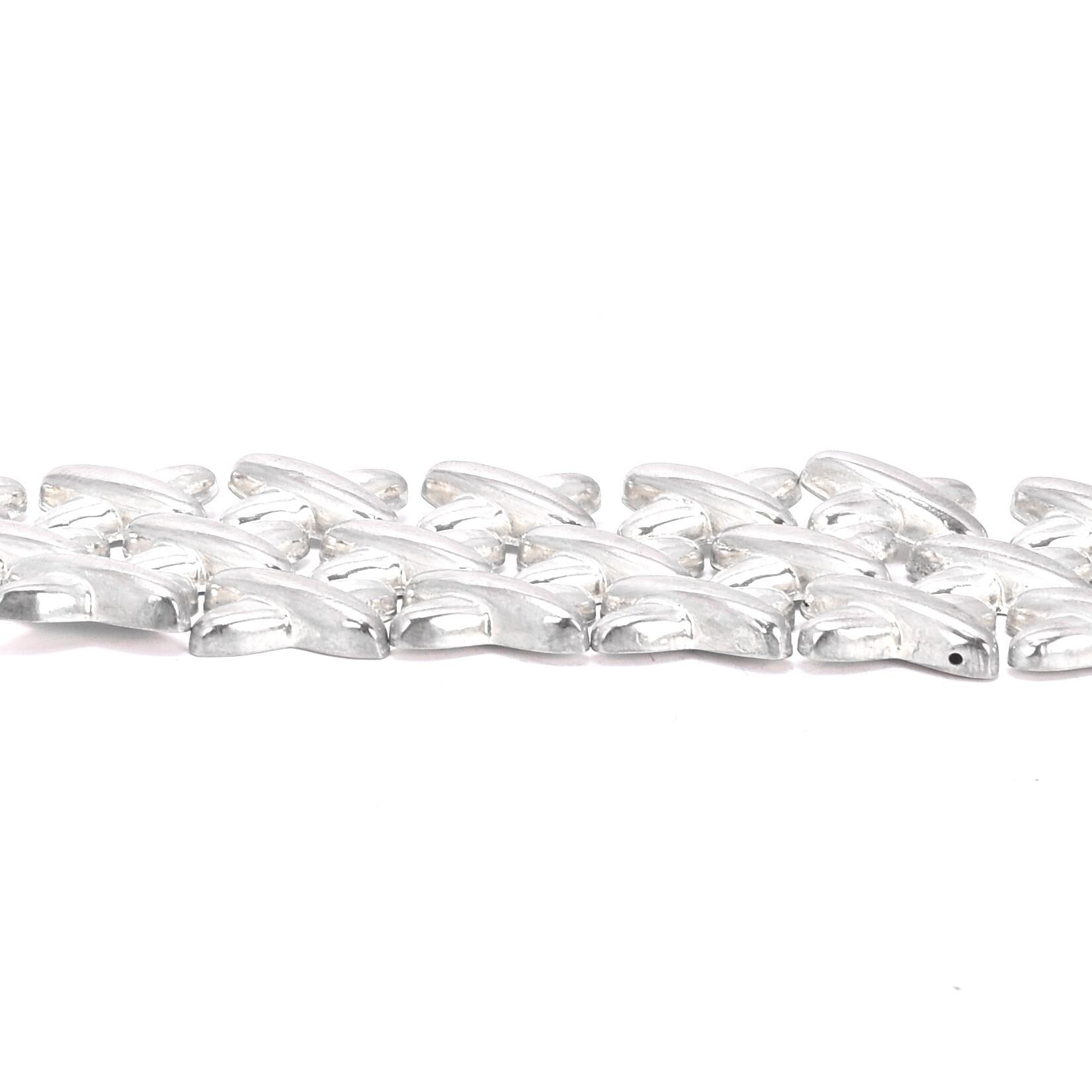 Sterling Silver Cross Link Mesh Bracelet