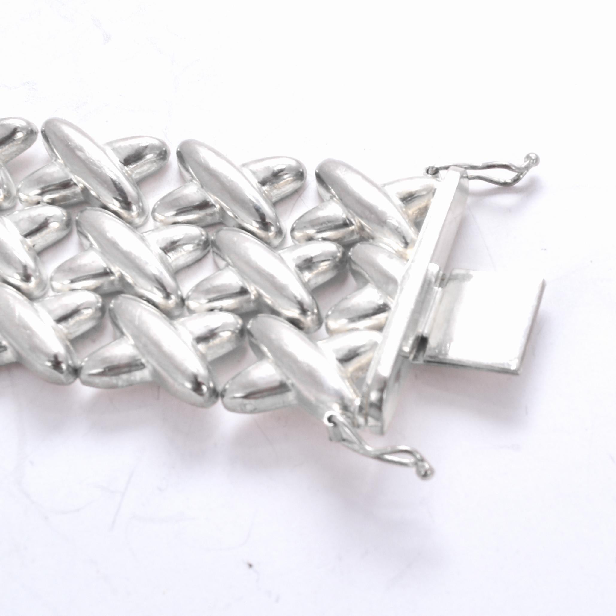 Sterling Silver Cross Link Mesh Bracelet