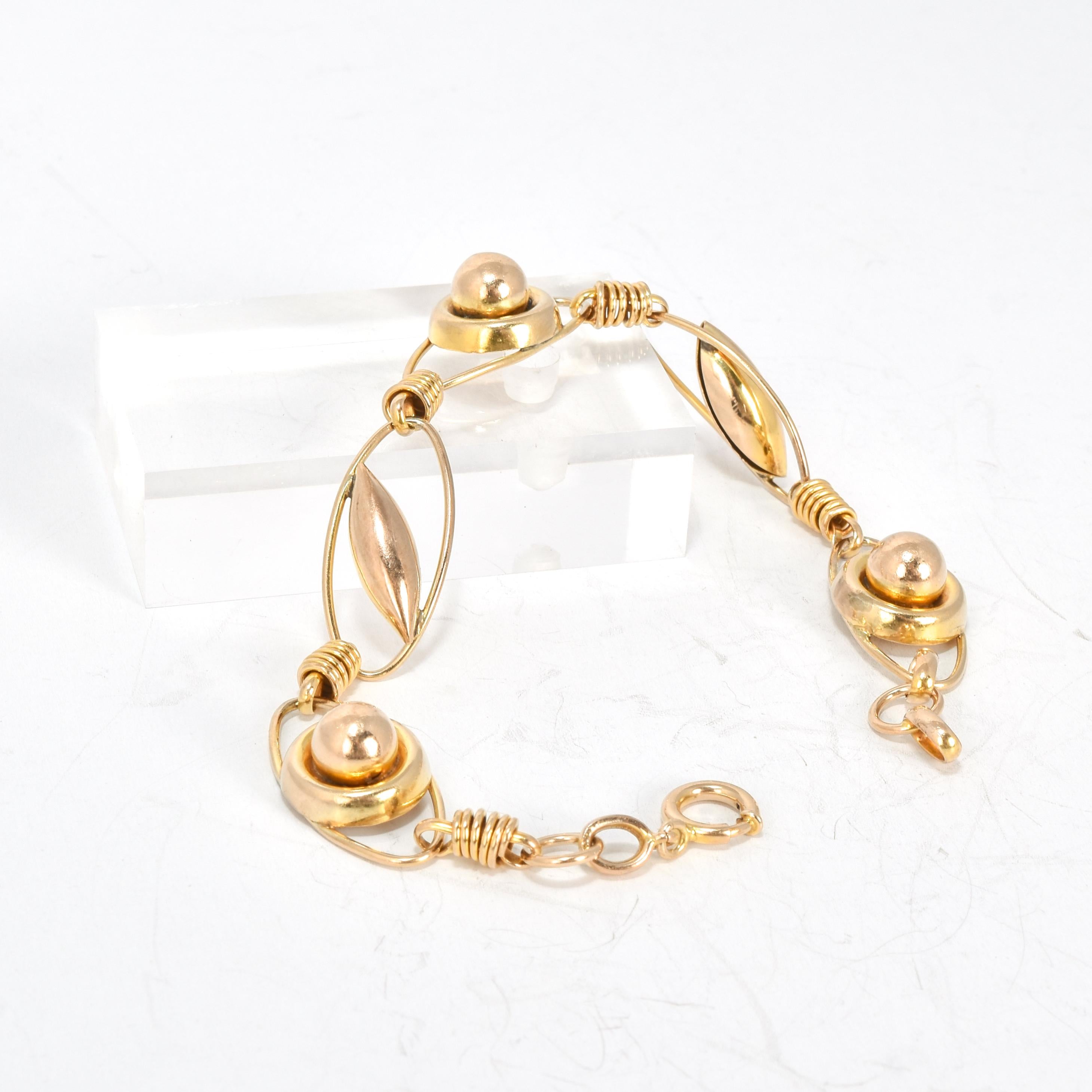 1940s 10k Gold Regal Geometric Bracelet