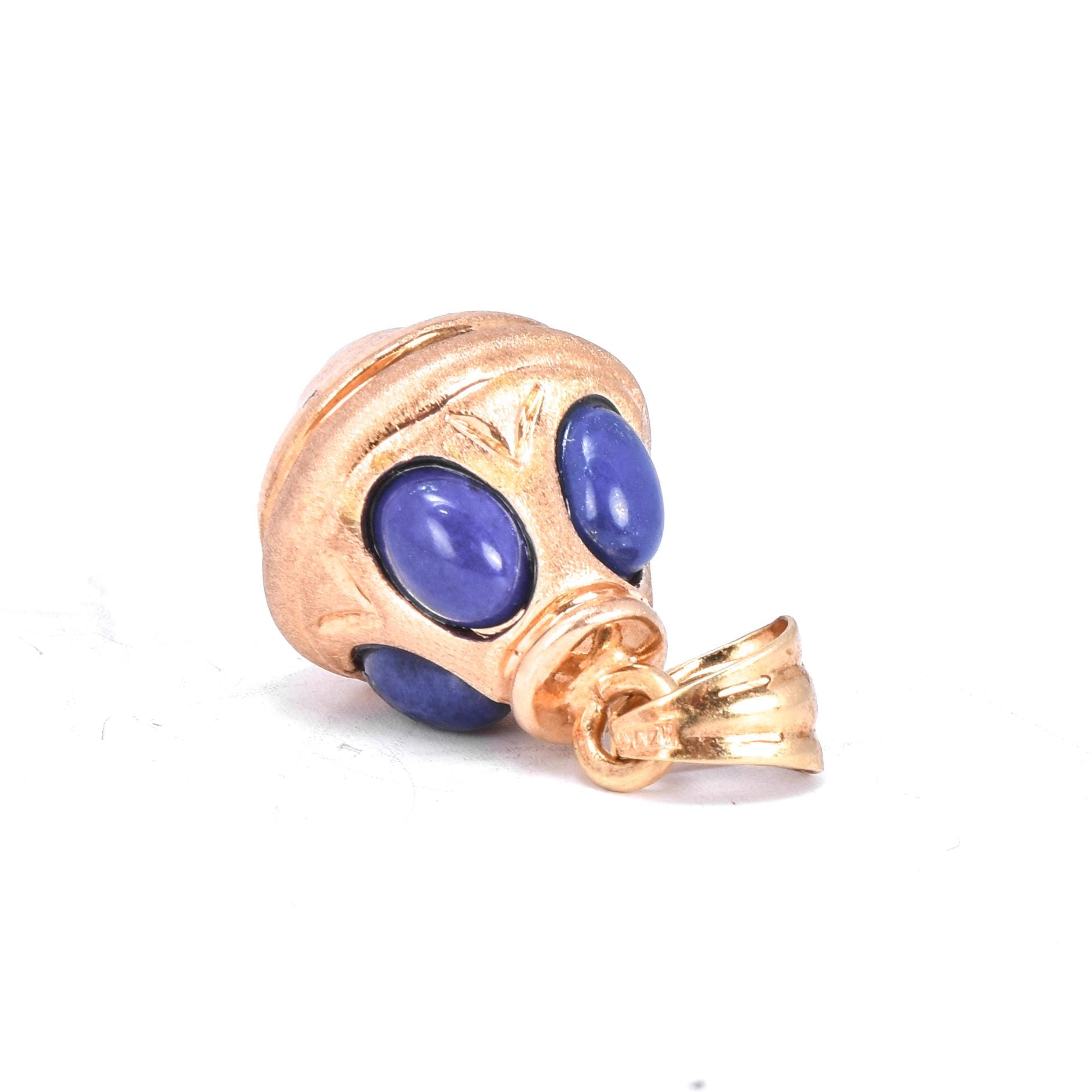 14K Gold, Lapis Lazuli, and Mother of Pearl Drop Pendant