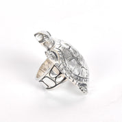Massive Sterling Silver Turtle Ring with Single Peridot