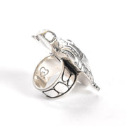 Massive Sterling Silver Turtle Ring with Single Peridot