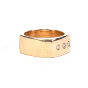 14K Gold Three-Diamond Square Band Gold Ring