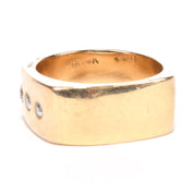 14K Gold Three-Diamond Square Band Gold Ring