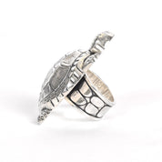 Massive Sterling Silver Turtle Ring with Single Peridot