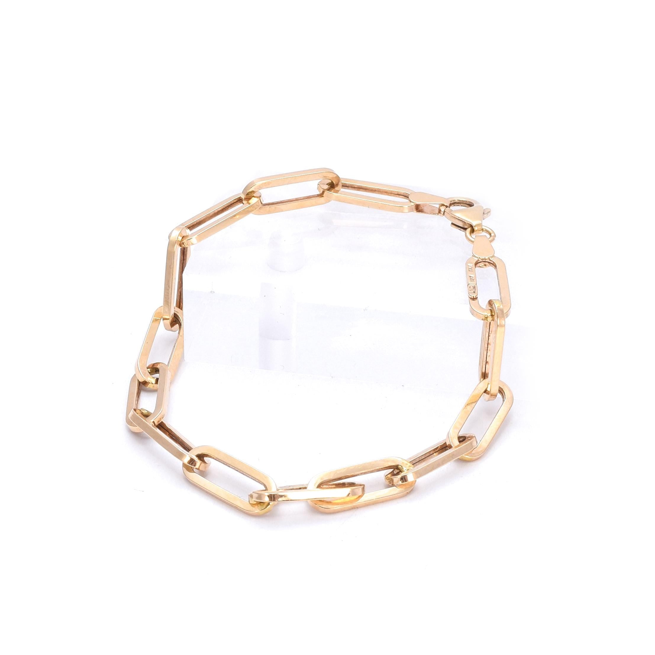 14K Gold Paperclip Link Bracelet