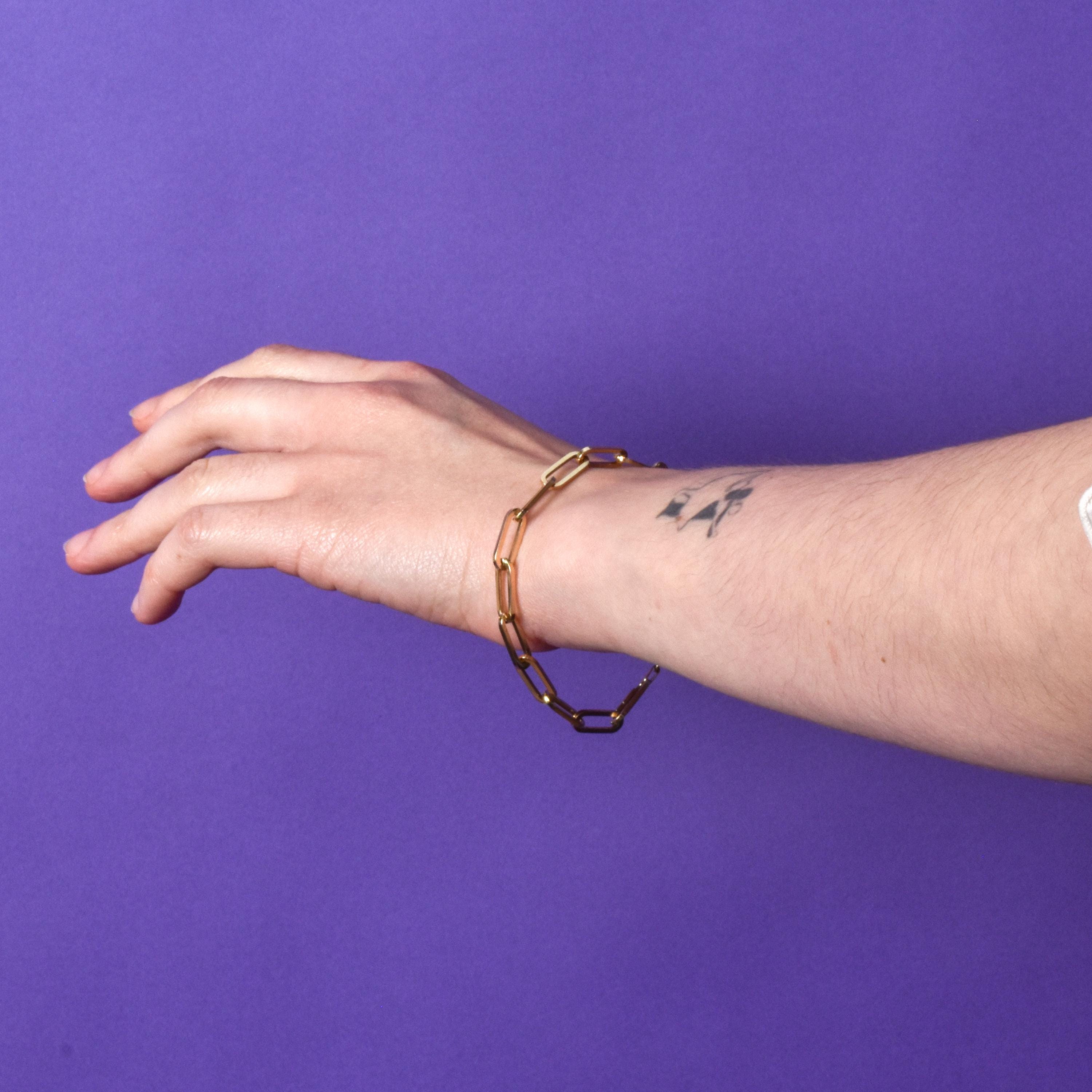 14K Gold Paperclip Link Bracelet