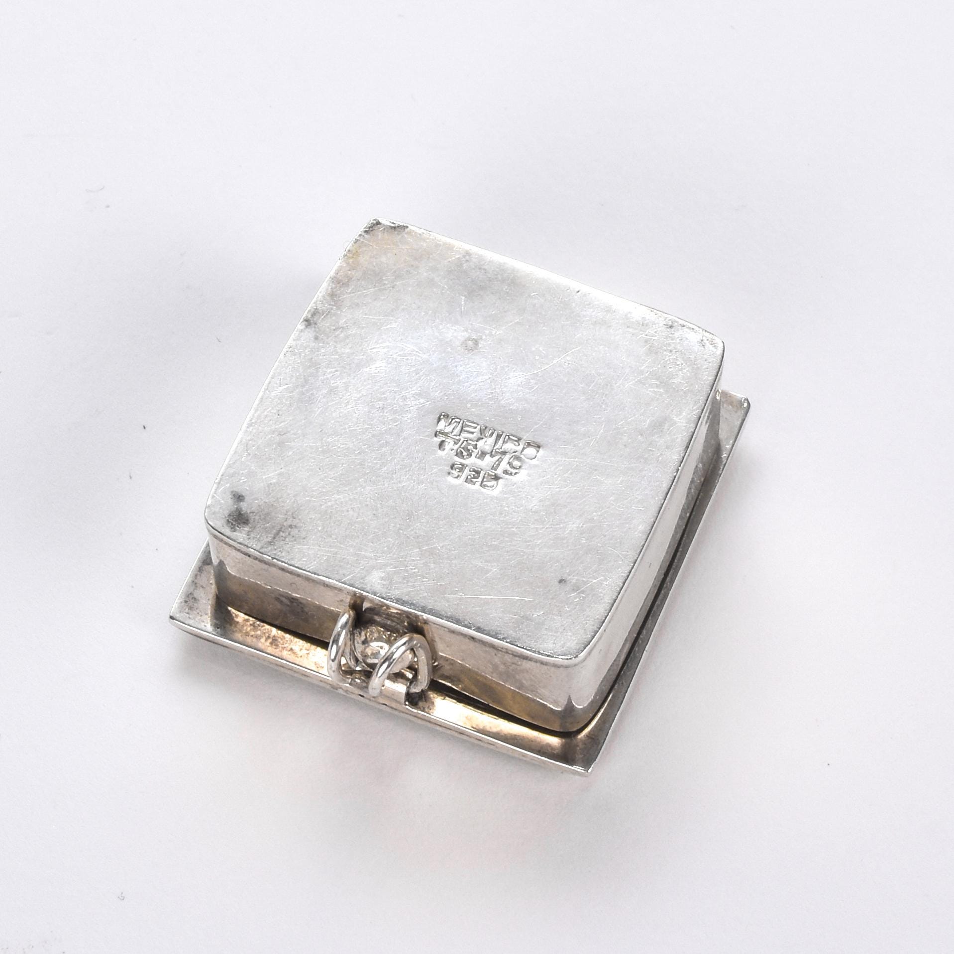 Taxco Sterling Silver Trinket Box with Turquoise Inlay
