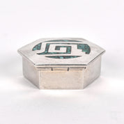 Taxco Sterling Silver Trinket Box with Inlaid Malachite