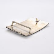 Mexican Alpaca Silver Belt-buckle with Inlaid Wood and Abalone
