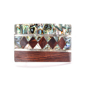 Mexican Alpaca Silver Belt-buckle with Inlaid Wood and Abalone