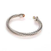 Vintage David Yurman Sterling Silver, 14K Gold, and Citrine Cable Collection Bracelet