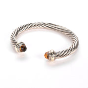 Vintage David Yurman Sterling Silver, 14K Gold, and Citrine Cable Collection Bracelet