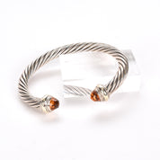 Vintage David Yurman Sterling Silver, 14K Gold, and Citrine Cable Collection Bracelet