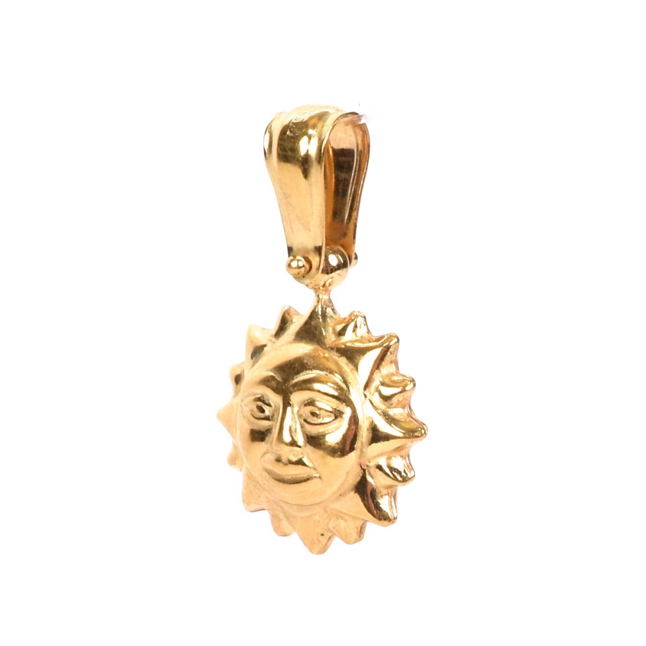 18K Puffy Gold Sun Pendant