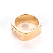 14K Gold Three-Diamond Square Band Gold Ring