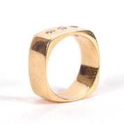 14K Gold Three-Diamond Square Band Gold Ring