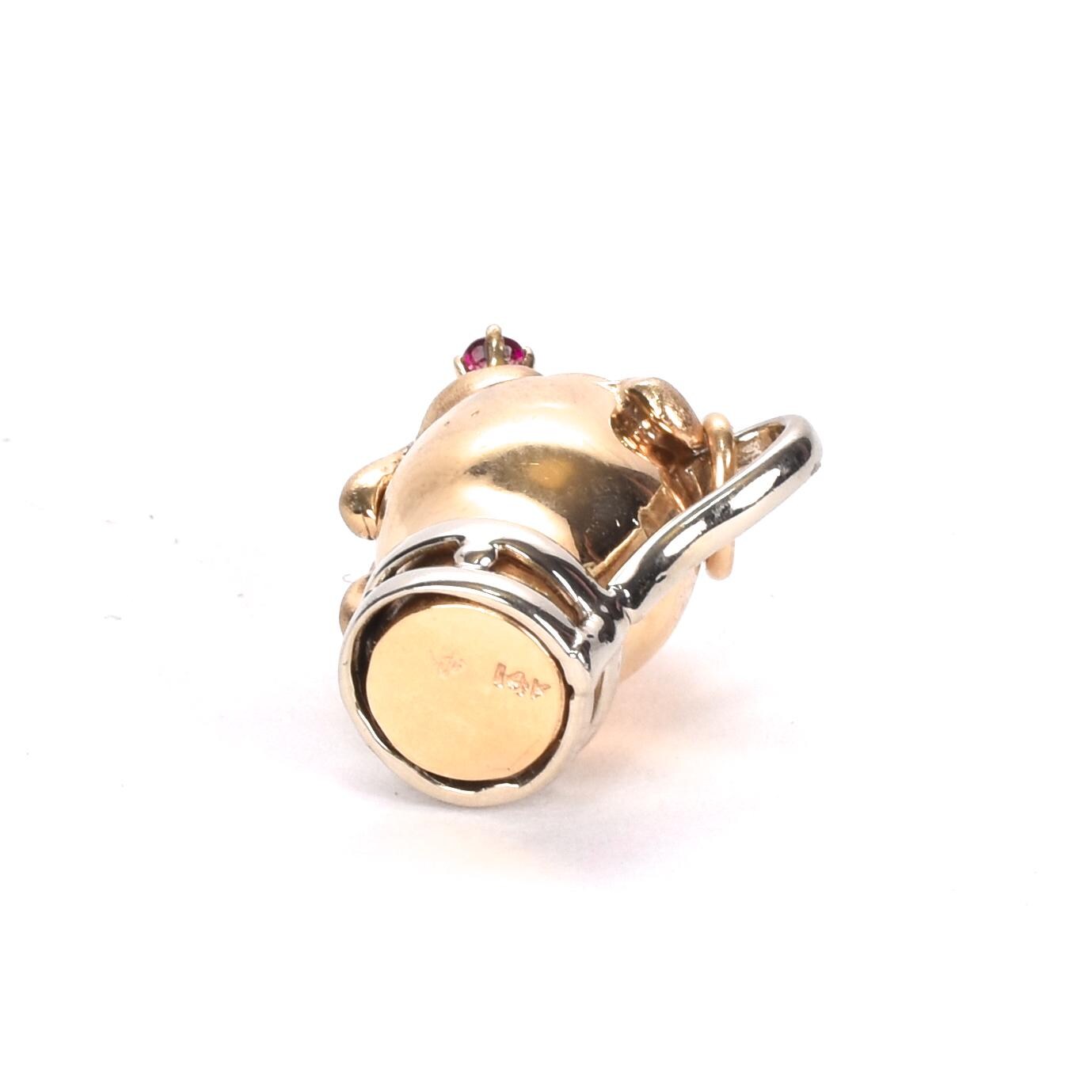 Two-Tone 14K Gold Beer Stein Pendant with Ruby Accent