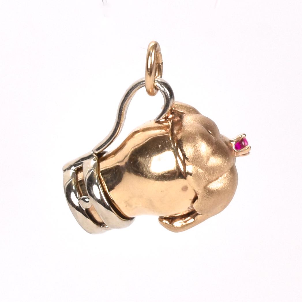 Two-Tone 14K Gold Beer Stein Pendant with Ruby Accent