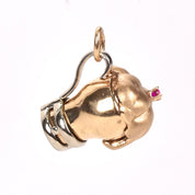 Two-Tone 14K Gold Beer Stein Pendant with Ruby Accent