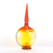 Rare 1960s Blenko Tangerine Amberina Sunface Decanter