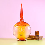 Rare 1960s Blenko Tangerine Amberina Sunface Decanter