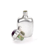 Vintage Sterling Silver Perfume Flask with Gemstone Cap