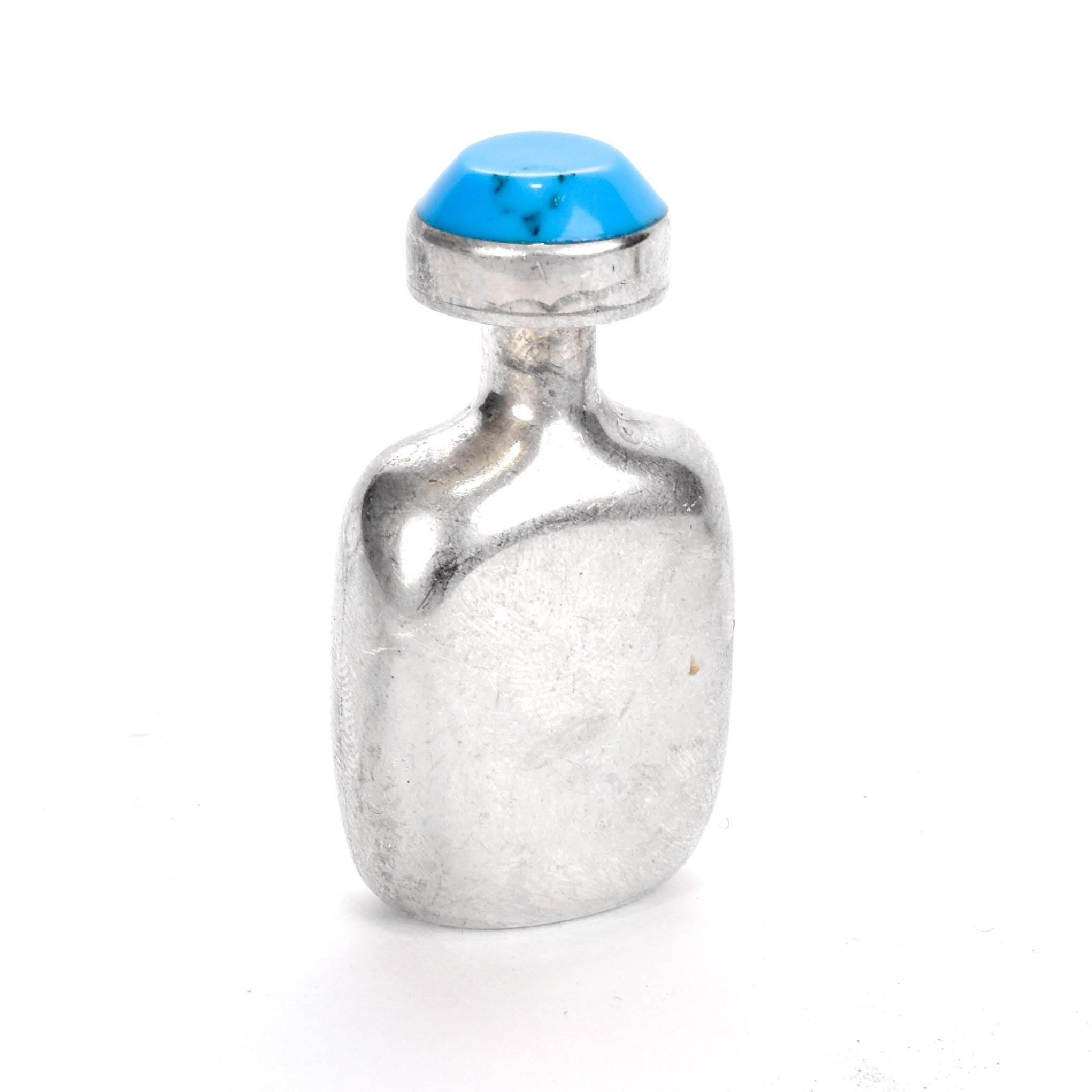 Vintage Sterling Silver Perfume Flask with Gemstone Cap
