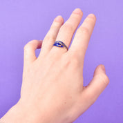 14K Gold and Blue Enamel Snake Bypass Ring