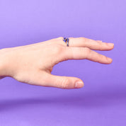 14K Gold and Blue Enamel Snake Bypass Ring
