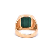 14K Gold Mens Malachite Signet Ring
