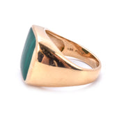 14K Gold Mens Malachite Signet Ring