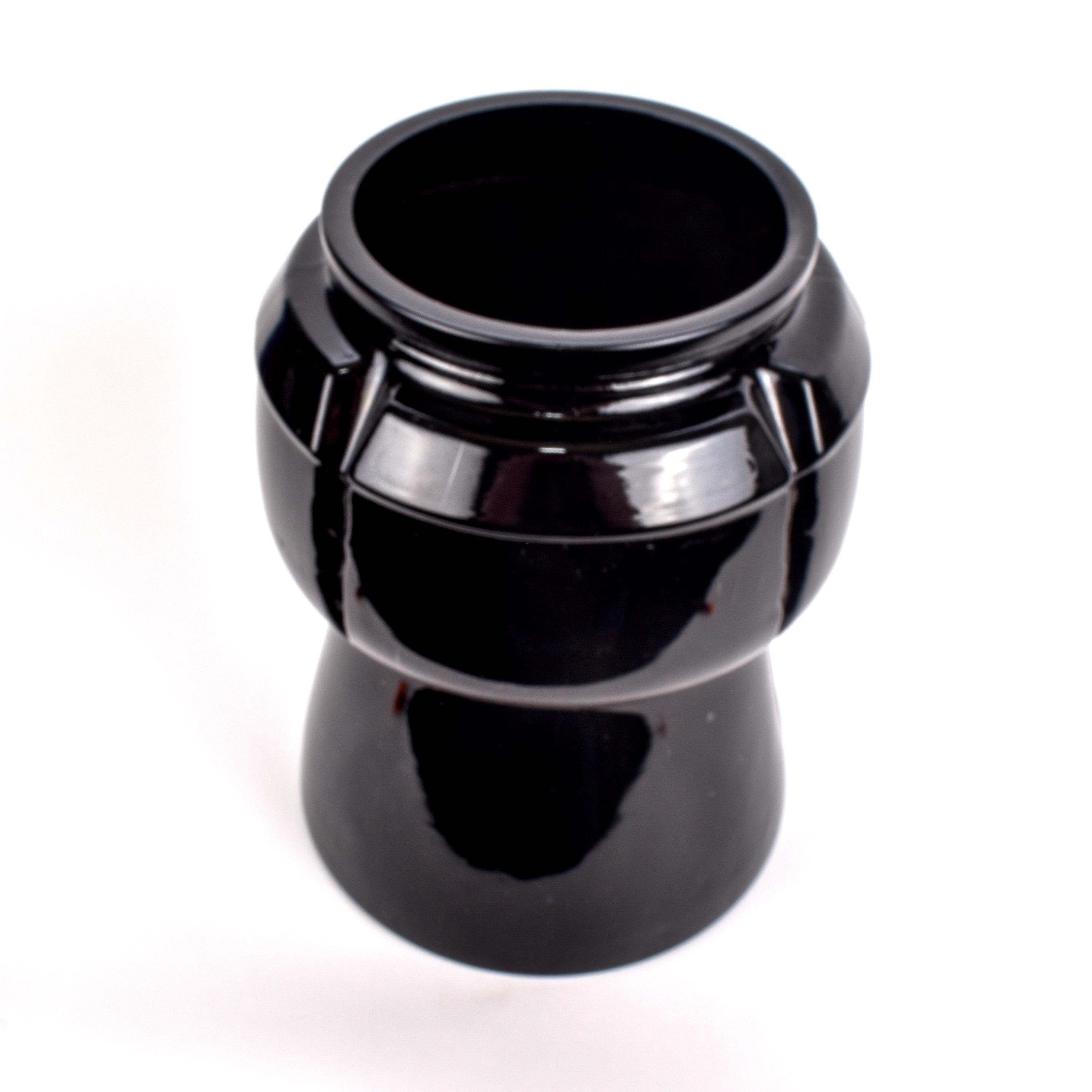 1970s Champagne Cork Shaped Ice Bucket in Black Glass