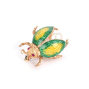 14K Gold, Ruby, Pearl, and Enamel Beetle Brooch