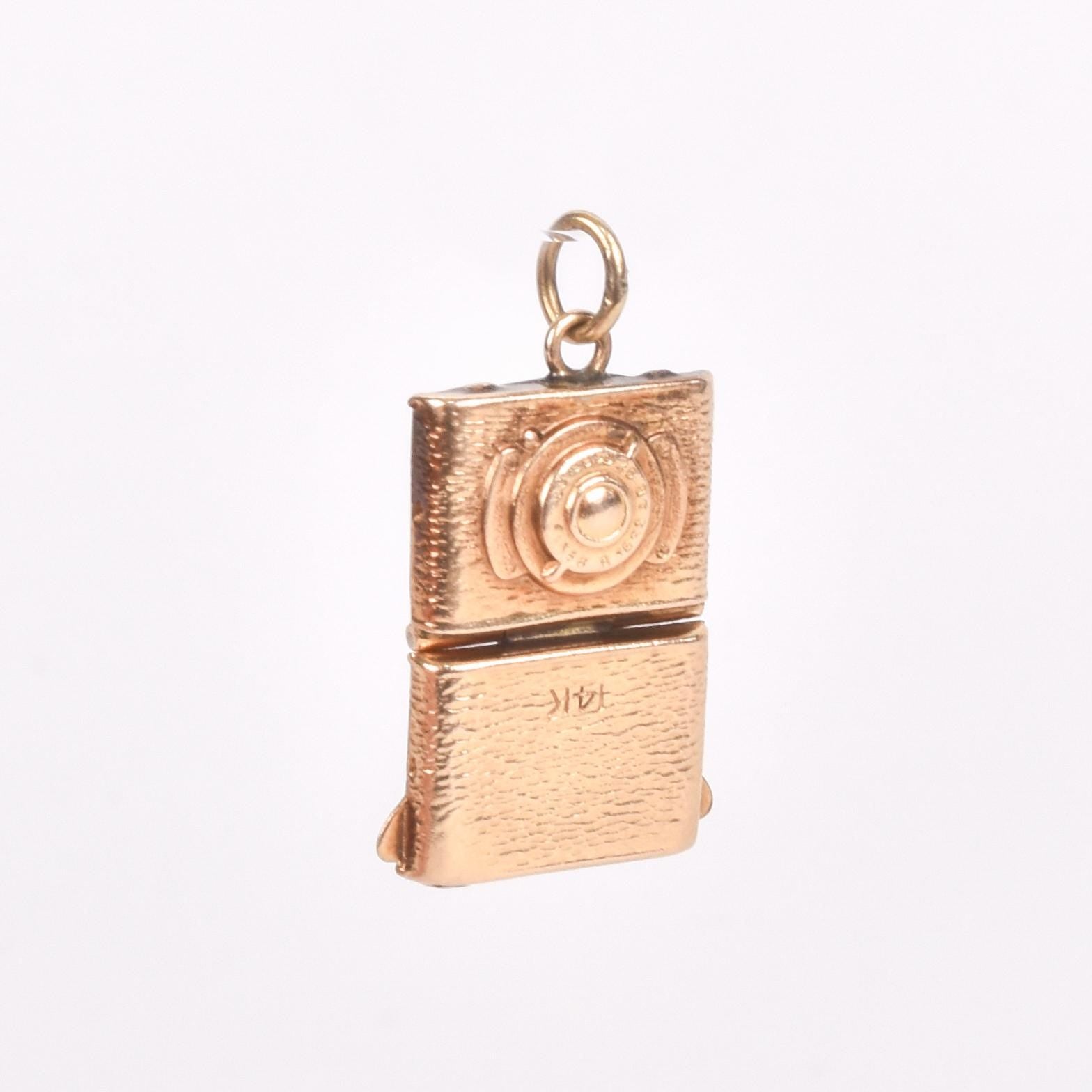 14K Camera Locket Charm
